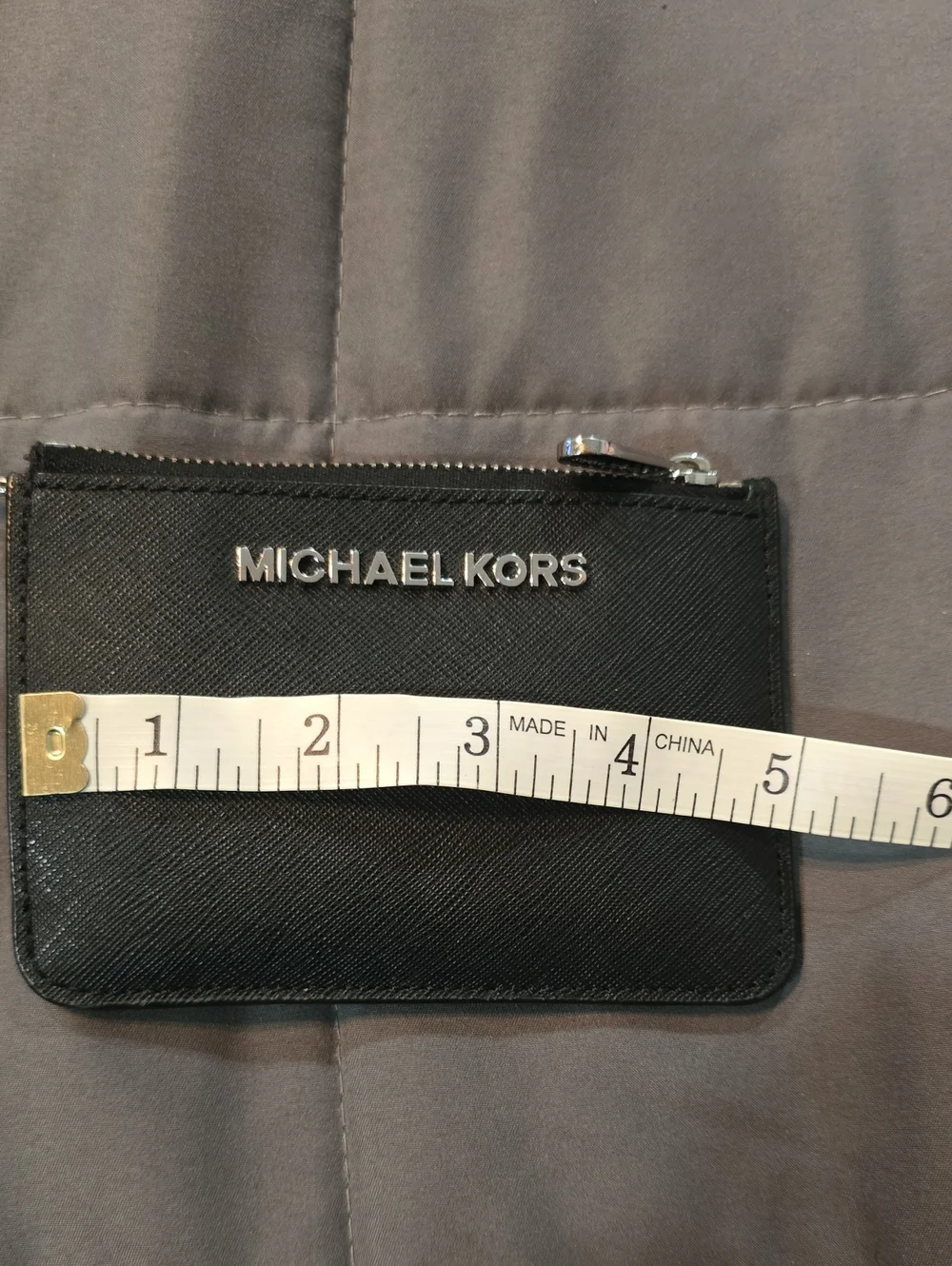 Michael Kors Black Saffiano Leather Zip Card Pouch with Keyring